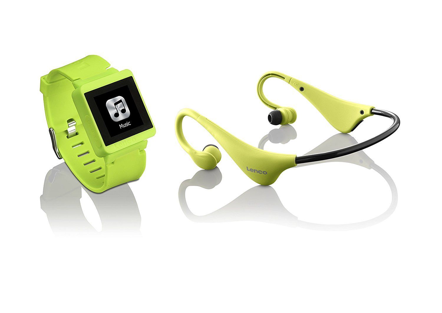 Lenco SPORTWATCH mit Bluetooth Kopfhörer grün Pedometer MP3 8Gb Uhr Sport Touch