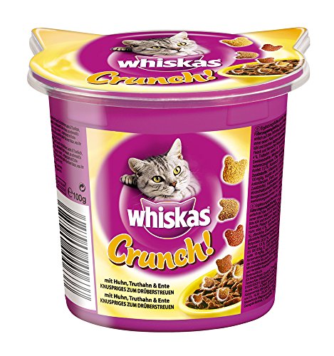 Whiskas Crunch für Katzen aller Altersklassen / Snack mit extra Vitaminen / Huhn, Truthahn und Ente / 5er Pack (5 x 100 g)