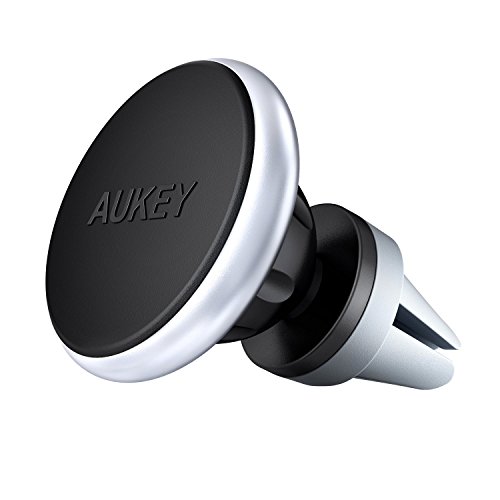 Aukey HD-C12 KFZ Auto Handyhalterung Aluminium Magnetisch Lüftungsschlitze 360 Grad Drehbar für Apple iPhone/Samsung /HTC/GPS silber