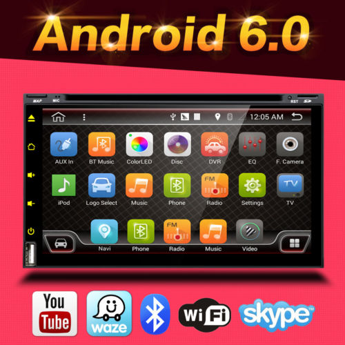 Doppel 2 Din Autoradio DVD GPS Navi 3G WiFi Android 6.0 USB MP3 SD CD Player+Cam