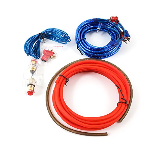 Auto Car Hifi Verstärker Endstufe Kabel Anschlusskabel Komplettsatz zum Anschluss einer Autoendstufe oder eines aktiven Subwoofers, Massekabel, 60 A Sicherung