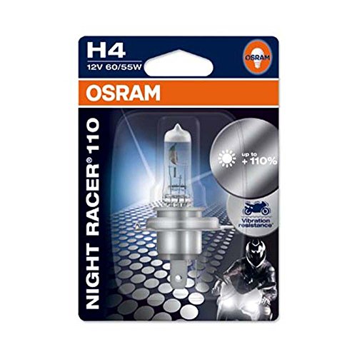 OSRAM NIGHT RACER 110 H4 Halogen, Motorrad-Scheinwerferlampe, 64193NR1-01B, Einzelblister (1 Stück)