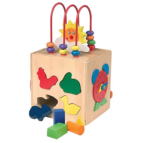 Small Foot by Legler Aktiv-Würfel „Sonne“ aus Holz, mit fünf Seiten Spielspaß, in einem farbefrohen und niedlichen Design, schult die Feinmotorik, toller Spielspaß für kleine Kinderhände ab 3 Jahren