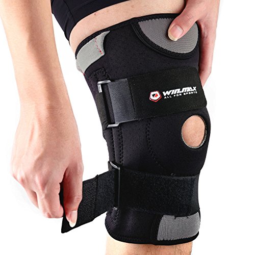Winline Einstellbare Rutschfeste Kniebandage / Einlagen in medizinischer Qualität Atmungsaktives Qualitäts-Neopren zum Schutz bei allen Sportarten oder zur Gesundung nach Verletzungen(XL)