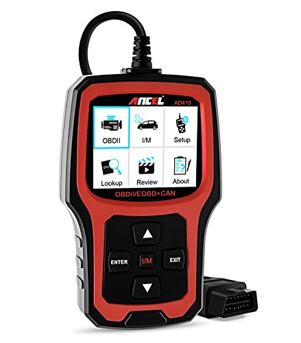 ANCEL AD410 OBD II Fahrzeug Prüfen Motor Licht Diagnosegerät Automotive Code Reader Auto OBD2 Scanner mit I/M Bereitschaft (Schwarz-Rot)