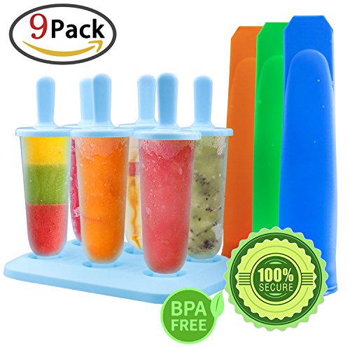 GeMoor Stieleisformer 6 Stück Eis am Stiel und 3 Stück Eislutscher Formen aus Silikon BPA Frei, Eisformen für Kinder und Erwachsene