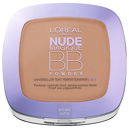 L'Oréal Paris Beauty Balm Powder, mittel / Pflegendes 5 in 1 BB Puder mit Nude-Effekt für jeden Hauttyp / 1 x 9 ml