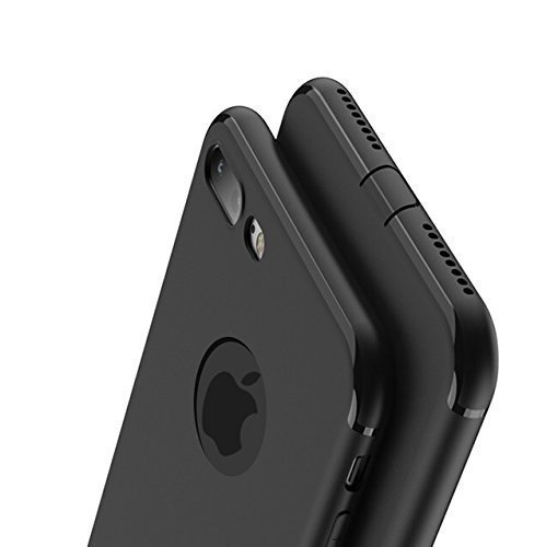Schwarz matte iPhone 7 Silikonhülle (4,7 Zoll) mit integriertem Staubschutz Ultra-Slim (0,5mm dicke)