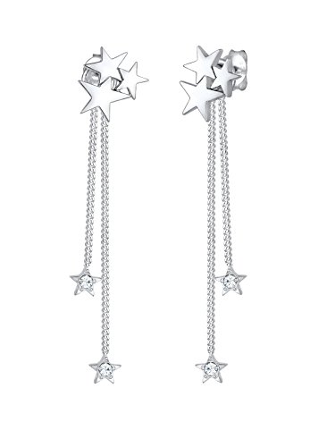 Elli Premium Damen-Ohrhänger Sterne 925 Silber rhodiniert Swarovski Kristalle weiß Rundschliff 0 cm 0301651617