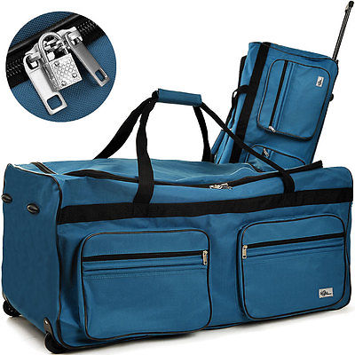XXL Reisetasche Blau Trolley 2 Rollen Tasche Case Koffer Sporttasche Reisetasche