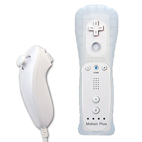 Errichtet in Motion Plus Fernbedienung und Nunchuck Controller für Wii + Case-White