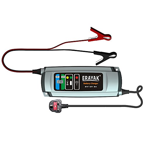 ERAYAK 6V/12V 6A auto ladegerät TÜV Zertifiziert, Batterieladegeräte betreuer 150AH bleibatterien, alle arten von atv, rasenmäher, motorrad, automobil, meeres, wohnmobil, rasen und garten, agm, gel - batteries-C9306