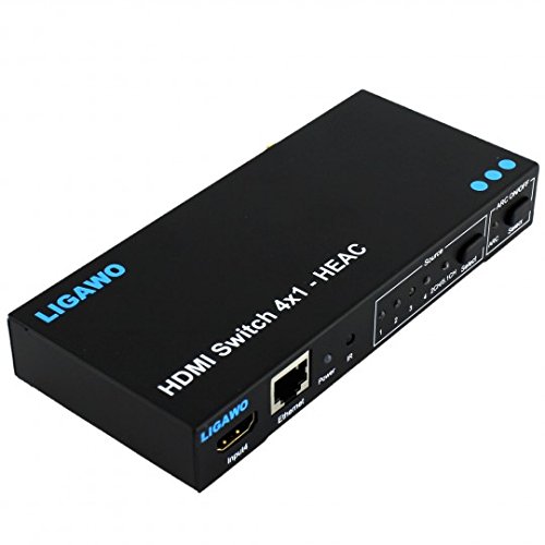 Ligawo 6518990 HDMI Switch 4x1 3D ARC HEC ISP Umschalter, Fernbedienung, Audio Ausgang schwarz