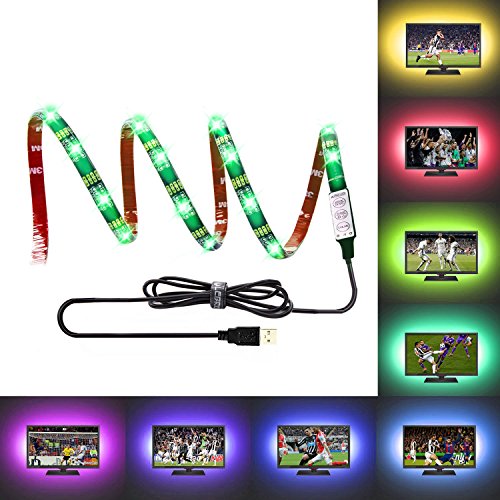 LEBRIGHT RGB LED TV Hintergrundbeleuchtung Streifen,100cm(39Inch) 5V USB Bias Lighting Kit für TV Gaming, Multi Color Wasserdichte Bias Beleuchtung für HDTV (Reduzieren Augen Müdigkeit und Erhöhung Bild Klarheit)