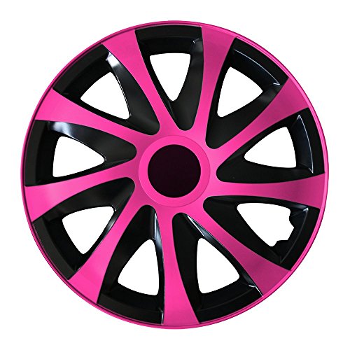 (Farbe und Größe wählbar) 14 Zoll Radkappen DRACO (Schwarz-Pink) passend für fast alle Fahrzeugtypen (universal)