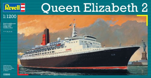 Revell Modellbausatz Schiff 1:1200 - Queen Elizabeth 2 im Maßstab 1:1200, Level 4, originalgetreue Nachbildung mit vielen Details, Kreuzfahrtschiff, 05806