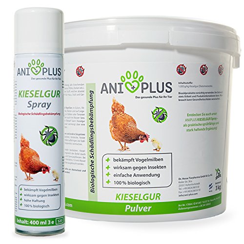 AniPlus - Kieselgur KombiPaket für Hühner gegen alle kriechenden Insekten, Schädlinge und Milben (100% biologisch)