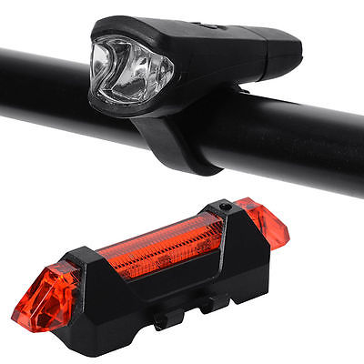 Fahrrad Beleuchtung USB Aufladbar Scheinwerfer Vorderlicht + Rot Rücklicht CS239