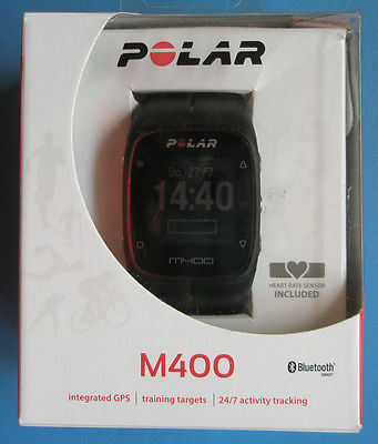 Polar M400 GPS-Laufuhr schwarz Activity-Tracker sehr guter Zustand Schutzfolie