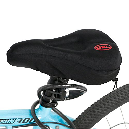 Gel Bike Sattel, Fahrrad bequem Sitzkissen Pad Bezug extra Komfort Gel Pad Kissenbezug geeignet für Mountain Bike Sitze und Road Bike Sattel schwarz