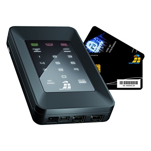 Digittrade HS256S 250GB SSD Externe Festplatte (6,35 cm (2,5 Zoll) USB 2.0) High Security mit 256-Bit AES Hardware-Verschlüsselung, Smartcard und PIN schwarz