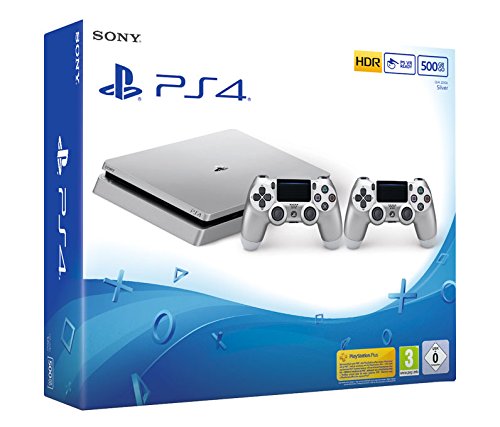 PlayStation 4 - Konsole (500GB, silber, slim) inkl. 2. DualShock Controller