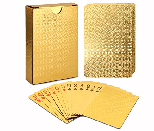 Joyoldelf  permium Wasserdichtes Spielkarten Pokerkarten Skatkarten,mit 24K Goldfolie Poker,aufwendig Aussehen  - Hoch Qualität für Ihr Poker Vergnügen