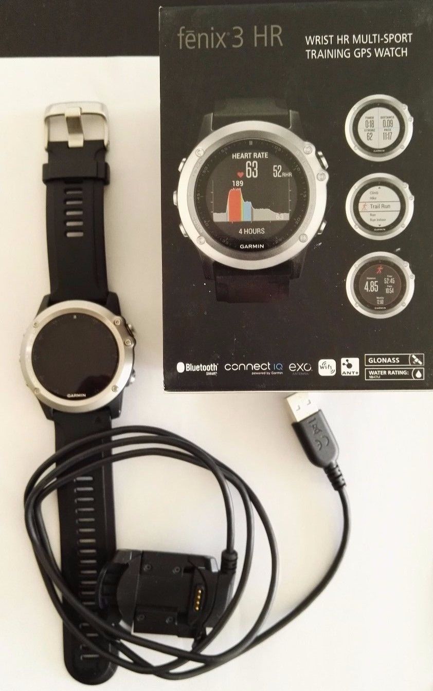 Garmin Fenix 3 HR Silber GPS-Multisportuhr mit Smartwatch-Funktionen