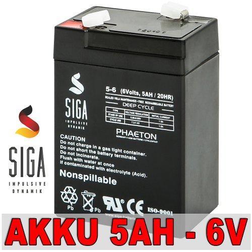 Akku 6V 5Ah AGM Blei Gel Batterie Johnlite Aroma Famosa Feber Sealake 4,5Ah 4Ah 6V Halogenlampe