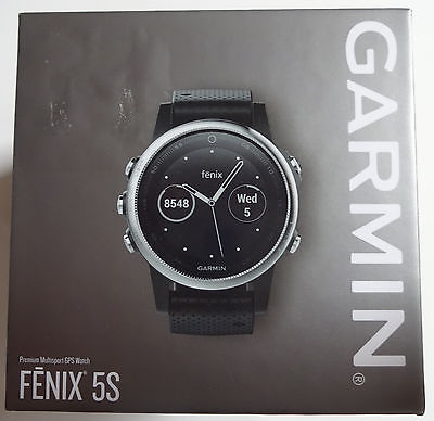 Garmin Fenix 5S 42mm Uhr Multi Sport Smartwatch GPS schwarzes Lederband NEU OVP