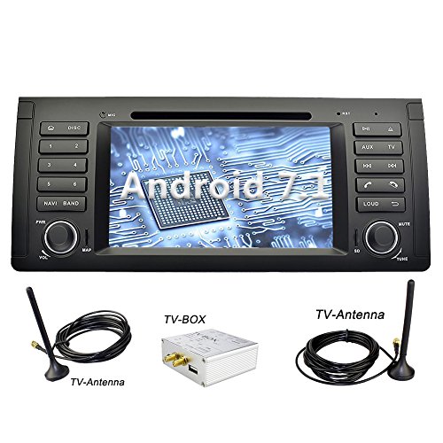 YINUO 7 Zoll 1 Din Android 7.1.1 Nougat 2GB RAM Quad Core Autoradio Moniceiver DVD GPS Navigation 1080P OEM Stecker Canbus Orange Farbe Tastenbeleuchtung für BMW 5 E39 Series 1996-2001 / BMW 5 E39 Series 2002-2003 / BMW X5 E53 Series 2000-2001 / BMW X5 E5