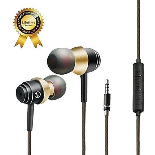 Gestop In Ear Kopfhörer In-Ear Stereo Ohrhörer inklusive Mikrofon für alle Modelle wie z.B. Sony, Samsung, LG, Huawei, HTC, uvm (gold)
