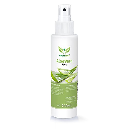 NaturaForte Aloe Vera Spray 250ml - 100% naturrein - Bei trockener / strapazierte Haut - Schnelles Einziehen (Sonnenbrand, Reizungen, Regeneration)
