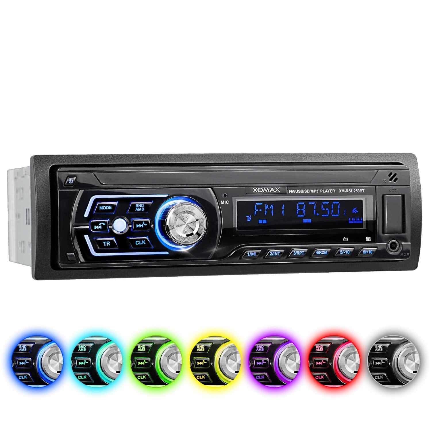 AUTORADIO BLUETOOTH FREISPRECH-EINRICHTUNG 7 FARBEN USB SD AUX MP3 1DIN OHNE CD