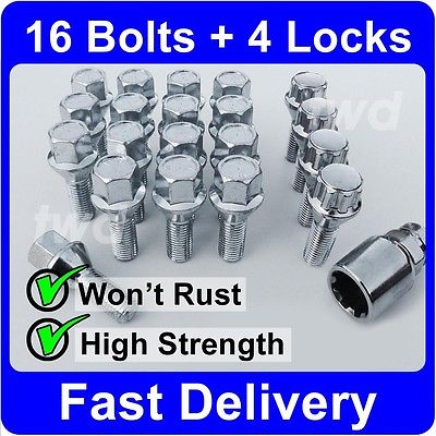 20 x ALLOY WHEEL BOLTS + LOCKS FOR BMW 3-SERIES E30 E36 E46 E90 LUG NUTS [H4b]