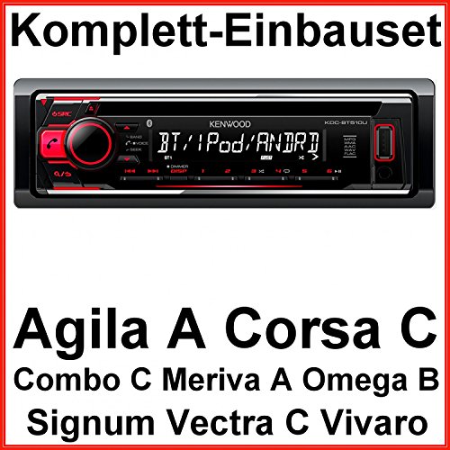 Komplett-Set Opel Vectra Omega Corsa Signum Meriva Agila KDC-BT510U Autoradio CD, Farbe der Radioblende:Charcoal (Anthrazit)