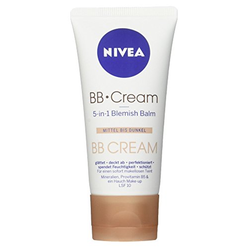 NIVEA Getönte Tagespflege für mittlere bis dunklere Hauttypen, 50 ml Tube, 5-in-1 BB Cream
