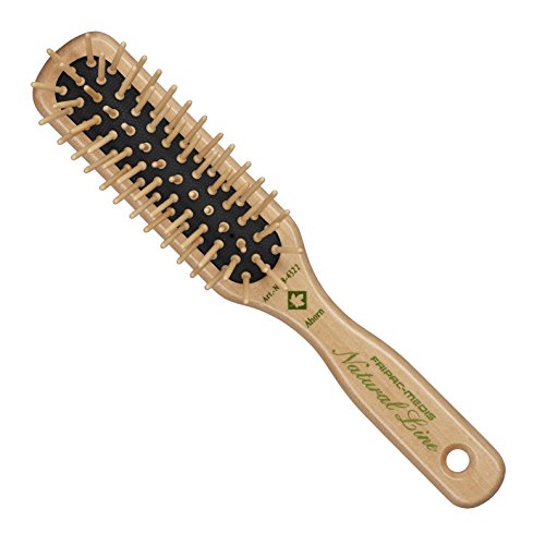 Natur-Haar-Bürste Holz Fripac-Medis Natural Line Länglich, 5-reihig,  zum täglichen Durchkämmen und Entwirren der Haare, abgerundete Borsten, antistatisch für kurze Haare
