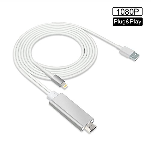 Lightning zu HDMI Kabel, Hizek 8pin Lightning Digital AV zu HDMI 1080P Adapterkabel für iPhone7 / 7Plus / 6s / 6Plus / 5 / 5s - Silber