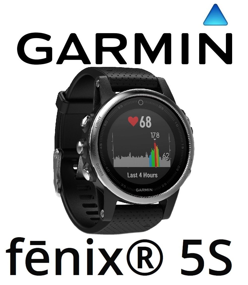 Garmin Fenix 5S Silber mit Schwarzem Armband Multi Sport Uhr, Handgelenk HR