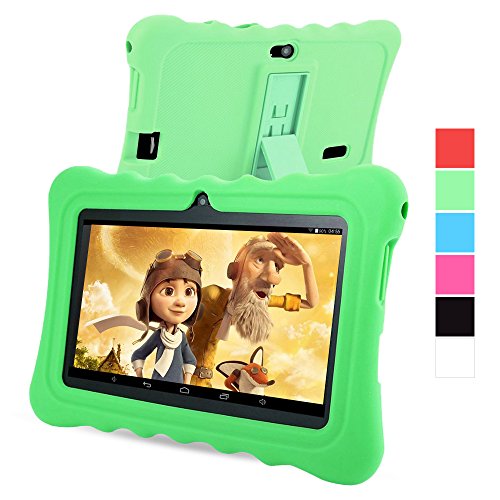 GBtiger L701 Kinder PC Tablet 7 Zoll (Android 4.4 Quad-Core 1,3 GHz, 512 MB RAM + 8GB ROM, HD-Auflösung von 1024 x 600, WiFi, GPS, Bluetooth) (Schwarz, Grün Schale)