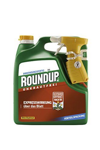 Roundup AC Unkrautfrei, Anwendungsfertiges Spray zur Bekämpfung von Unkräutern, Gräsern und Moos , 3 Liter Sprühsystem