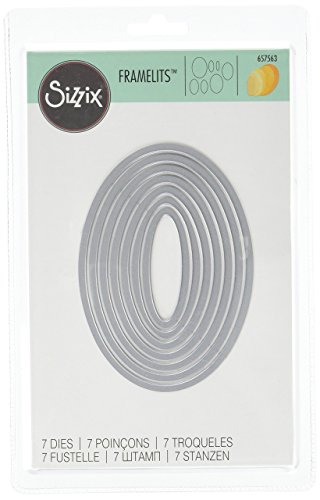 Sizzix Framelits Stanzen Ovals, 7er Set, silber/grau