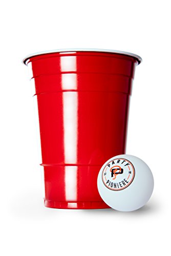 Party Pioniere Premium Red Cups Beer-Pong-Set | 100 rote Party-Becher (16oz) + 6 Bälle | perfektes Party-Zubehör | stabile Plastik-Becher im US College-Style | starke Trinkbecher + GRATIS E-Book Guide