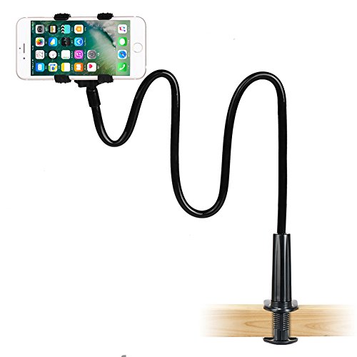 Handyhalter, LONZOTH handy halterung Schwanenhals Halter Universal Ständer für iPhone Smartphone Handy Tablet 360° Drehen (Schwarz)