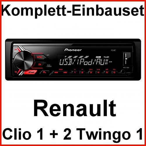 Komplett-Set Renault Clio 1 2 Twingo 1 Pioneer MVH-190UI Autoradio USB MP3 FLAC