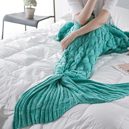 Gestrickte Meerjungfrau Schwanz Decke für Erwachsene, handgemachte weiche Flexible dehnbare Sofa Schlafsack, meerjungfrau decke mit speziellen Muster (190cm x 90cm)