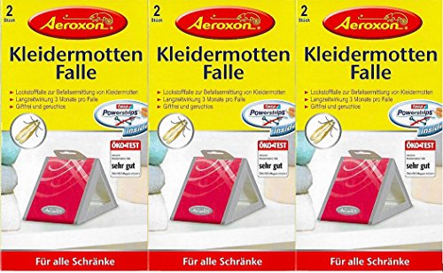 AEROXON Kleider Mottenfallen - Dreierpack = 3x2 Fallen