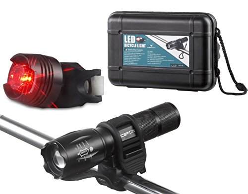 Fahrradlicht, Icefox StVZO Zertifiziert LED Fahrradbeleuchtung Set inkl. Frontlichter und Rücklicht mit Knopfzelle, mit Zoom, 3 Licht-Modi für Mountain Biking, Camping und den täglichen Gebrauch