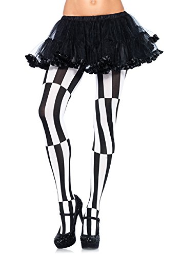 Leg Avenue 7904 - Blickdichte gestreifte Strumpfhose mit Optische Täuschung schwarz/weiß Kostüm Damen Karneval, Einheitsgröße (EUR 36-40)